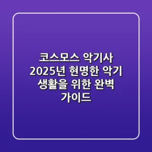 코스모스 악기사 2025년, 현명한 악기 생활을 위한 완벽 가이드