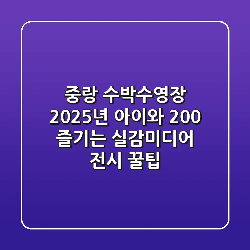 중랑 수박수영장 2025년, 아이와 200% 즐기는 실감미디어 전시 꿀팁