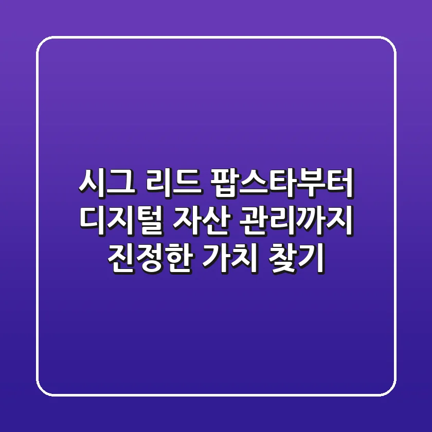 시그 리드: 팝스타부터 디지털 자산 관리까지, 진정한 가치 찾기