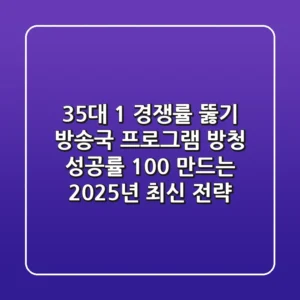 "35대 1 경쟁률 뚫기", 방송국 프로그램 방청 성공률 100% 만드는 2025년 최신 전략