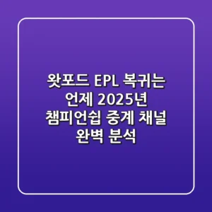 "왓포드 EPL 복귀는 언제?", 2025년 챔피언쉽 중계 채널 완벽 분석