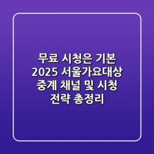 "무료 시청은 기본!" 2025 서울가요대상 중계 채널 및 시청 전략 총정리