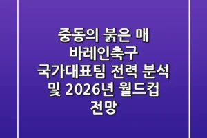 “중동의 붉은 매”, 바레인축구 국가대표팀 전력 분석 및 2026년 월드컵 전망
