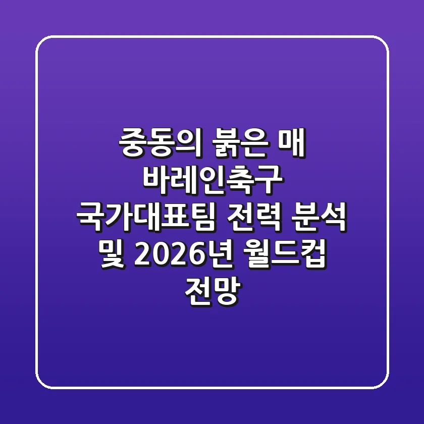 "중동의 붉은 매", 바레인축구 국가대표팀 전력 분석 및 2026년 월드컵 전망