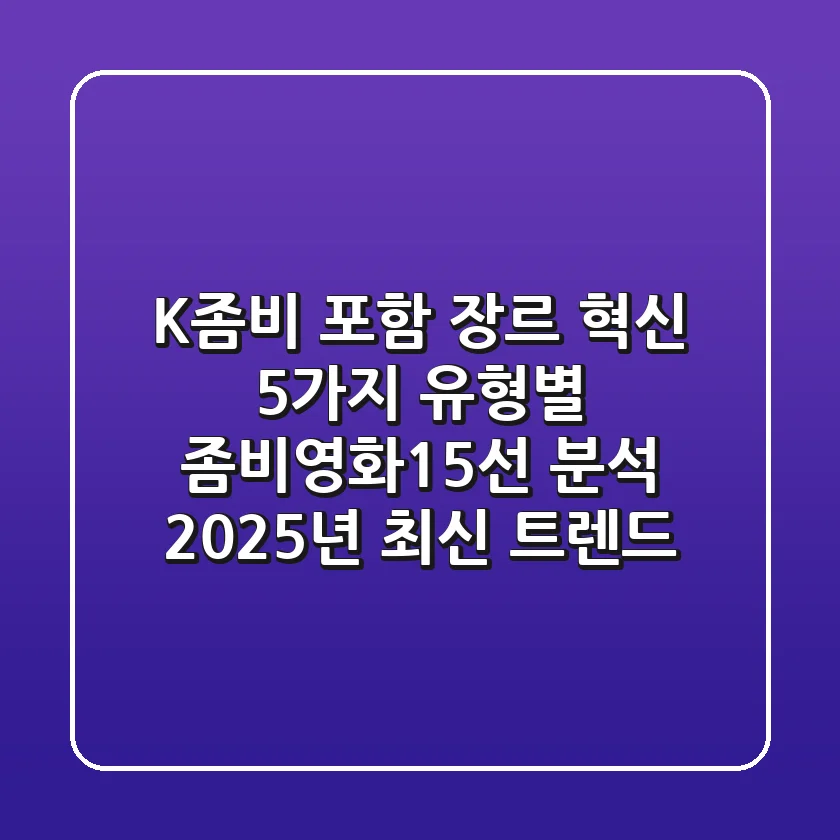 "K-좀비 포함 장르 혁신", 5가지 유형별 좀비영화15선 분석 (2025년 최신 트렌드)