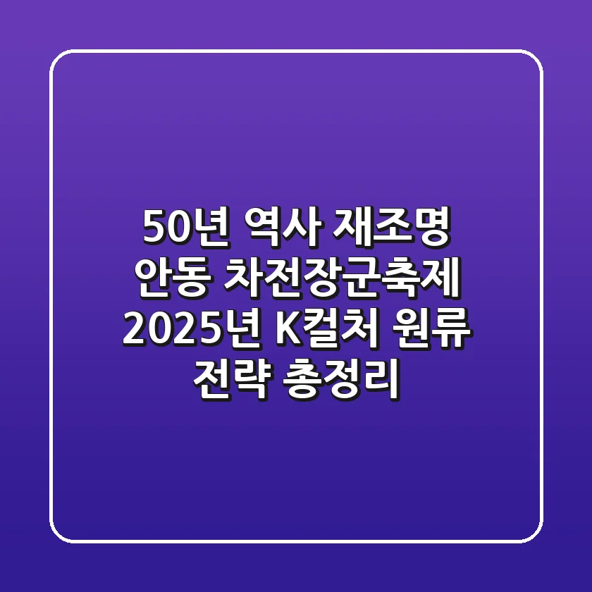 "50년 역사 재조명", 안동 차전장군축제 2025년 K-컬처 원류 전략 총정리