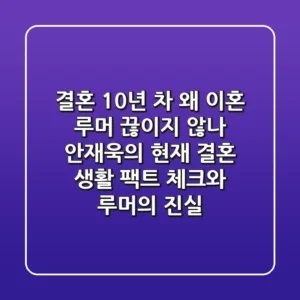 "결혼 10년 차, 왜 이혼 루머 끊이지 않나?", 안재욱의 현재 결혼 생활 팩트 체크와 루머의 진실