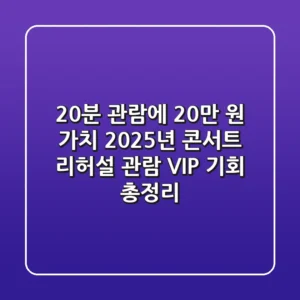 "20분 관람에 20만 원 가치?", 2025년 콘서트 리허설 관람 VIP 기회 총정리