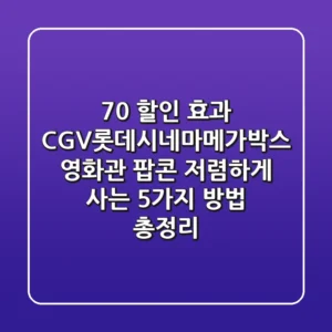 "70% 할인 효과?", CGV·롯데시네마·메가박스 영화관 팝콘 저렴하게 사는 5가지 방법 총정리