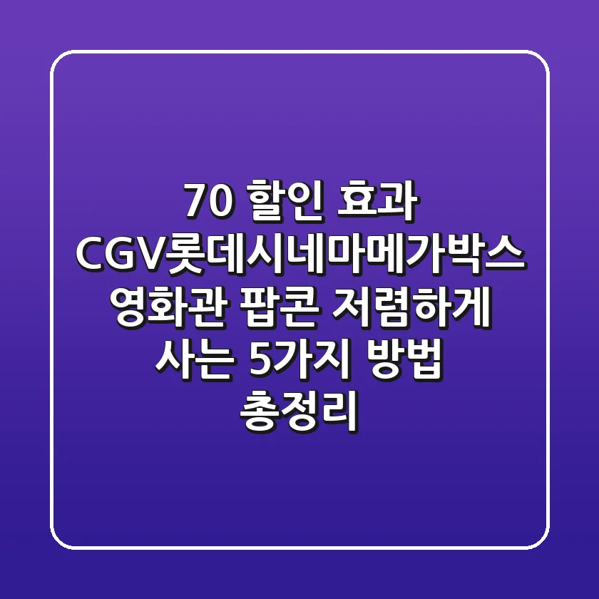 "70% 할인 효과?", CGV·롯데시네마·메가박스 영화관 팝콘 저렴하게 사는 5가지 방법 총정리