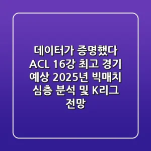 "데이터가 증명했다", ACL 16강 최고 경기 예상, 2025년 빅매치 심층 분석 및 K리그 전망