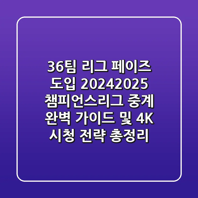 "36팀, 리그 페이즈 도입", 2024-2025 챔피언스리그 중계 완벽 가이드 및 4K 시청 전략 총정리
