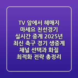 "TV 앞에서 헤매지 마세요", 친선경기 실시간 중계: 2025년 최신 축구 경기 생중계 채널 선택과 화질 최적화 전략 총정리