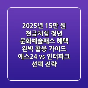 "2025년 15만 원 현금처럼", 청년 문화예술패스 혜택 완벽 활용 가이드: 예스24 vs 인터파크 선택 전략
