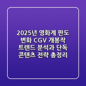 "2025년 영화계 판도 변화", CGV 개봉작 트렌드 분석과 단독 콘텐츠 전략 총정리