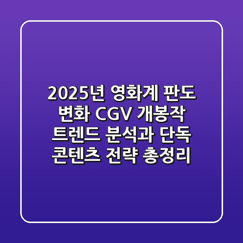 "2025년 영화계 판도 변화", CGV 개봉작 트렌드 분석과 단독 콘텐츠 전략 총정리