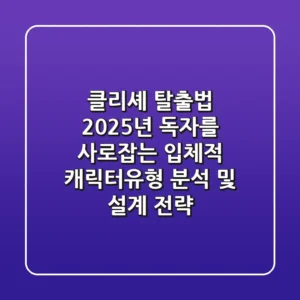 "클리셰 탈출법?", 2025년 독자를 사로잡는 입체적 캐릭터유형 분석 및 설계 전략
