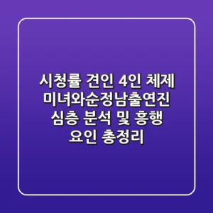 "시청률 견인 4인 체제?", 미녀와순정남출연진 심층 분석 및 흥행 요인 총정리
