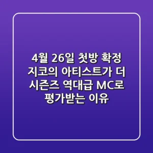 "4월 26일 첫방 확정", 지코의 아티스트가 '더 시즌즈' 역대급 MC로 평가받는 이유