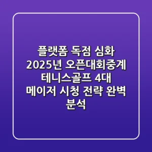 "플랫폼 독점 심화", 2025년 오픈대회중계, 테니스·골프 4대 메이저 시청 전략 완벽 분석