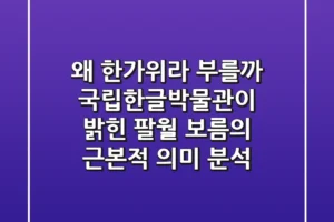 “왜 ‘한가위’라 부를까?”, 국립한글박물관이 밝힌 팔월 보름의 근본적 의미 분석